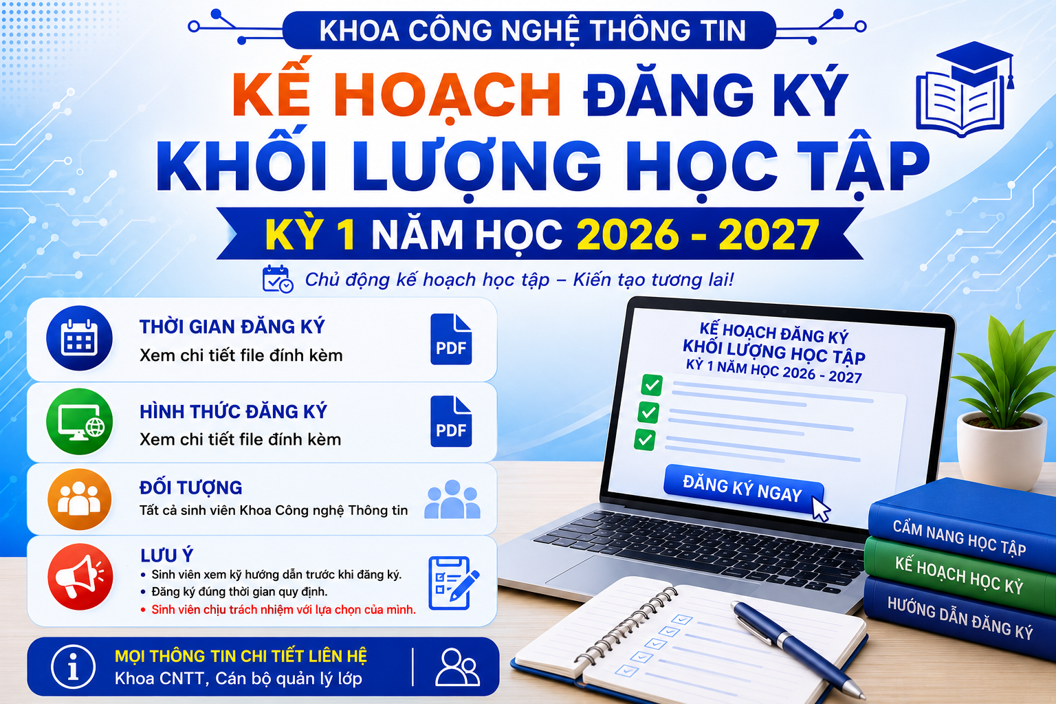 Kế hoạch đăng ký khối lượng học tập học kỳ I năm học 2026-2027